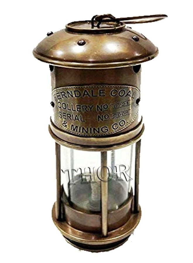 THOR INSTRUMENTS Antique Style Nautical Brass Miner Ship Lantern Oil Lamp Vintage Maritime Decor 6" Rustic Vintage Home Decor Gifts - Image 3